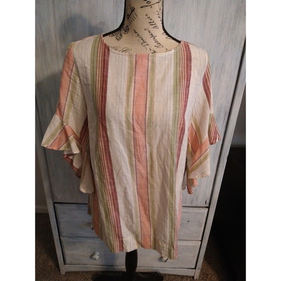 Chaps medium ruffled sleeve flared top - Picture 3 of 8